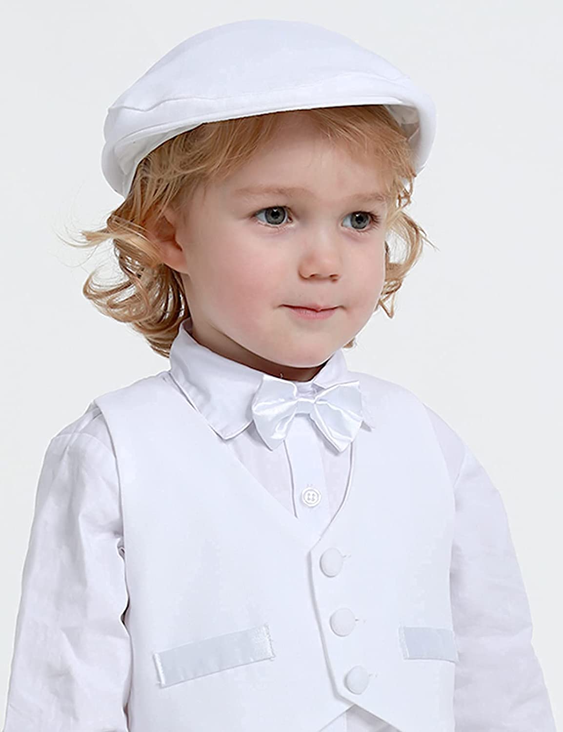 A&J DESIGN Baby Boys White Baptism Hat Vintage Drivers Cap Kids Ivy Flat Hat