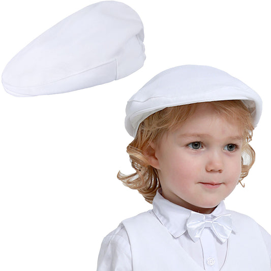 A&J DESIGN Baby Boys White Baptism Hat Vintage Drivers Cap Kids Ivy Flat Hat