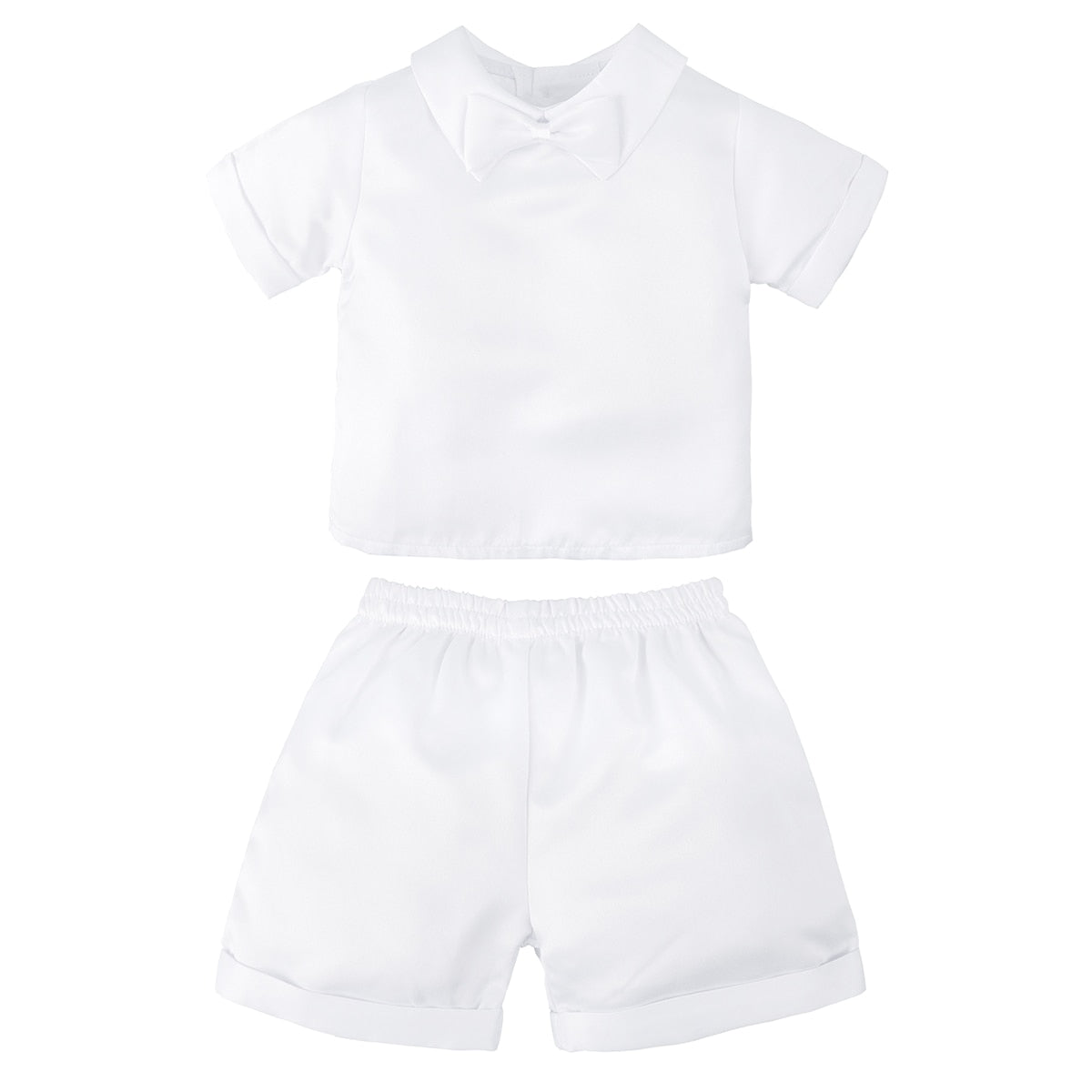 A&J DESIGN Baby Boys Baptism Suits Infant White Christening Outfits Short Sleeve Bow Tie Tops+Shorts+Vest+Hat