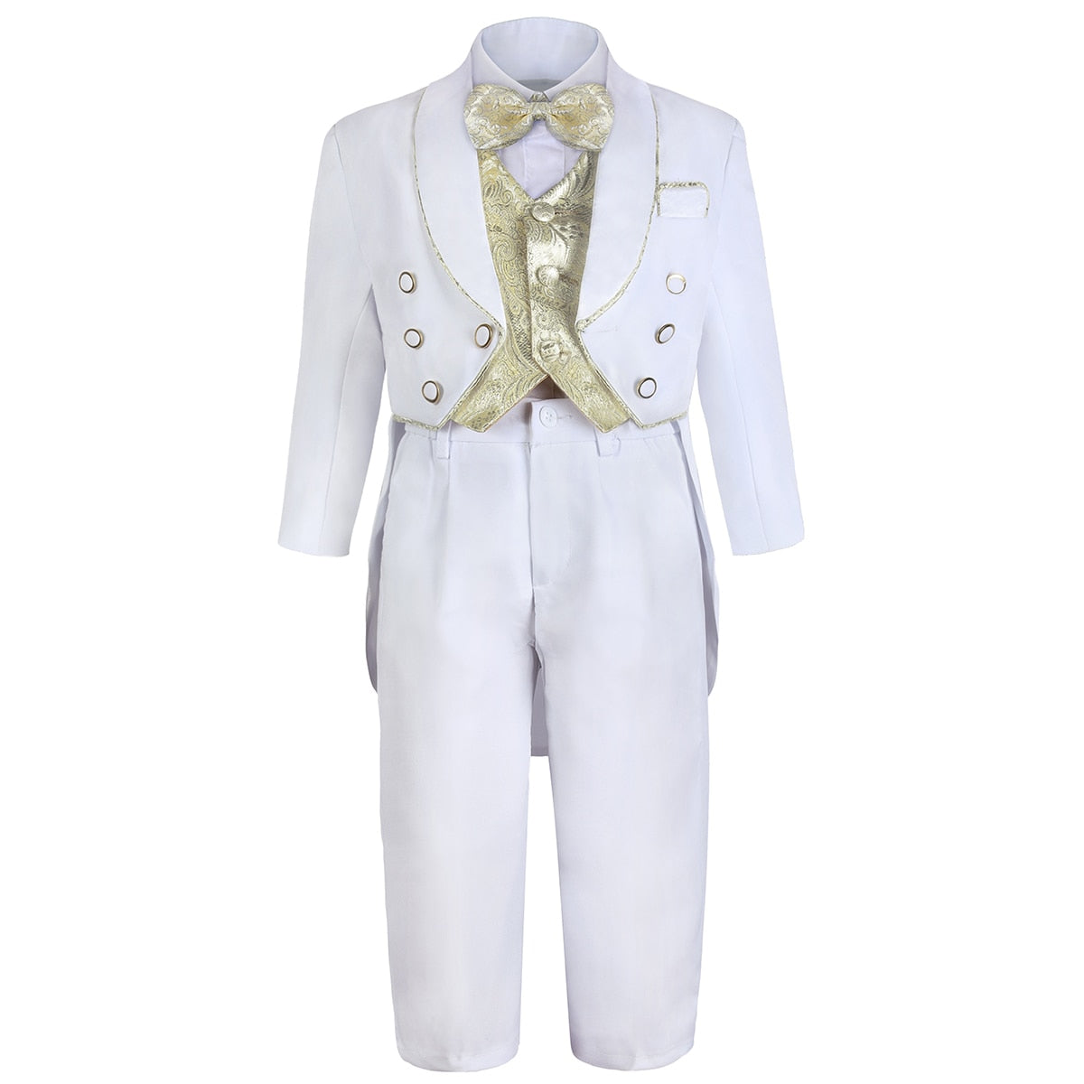 A&J DESIGN Baby Boy Classic Tuxedo  Suit Infant Baptism Suit  Formal Wedding Christening Church Outfit with Jacquard Tail