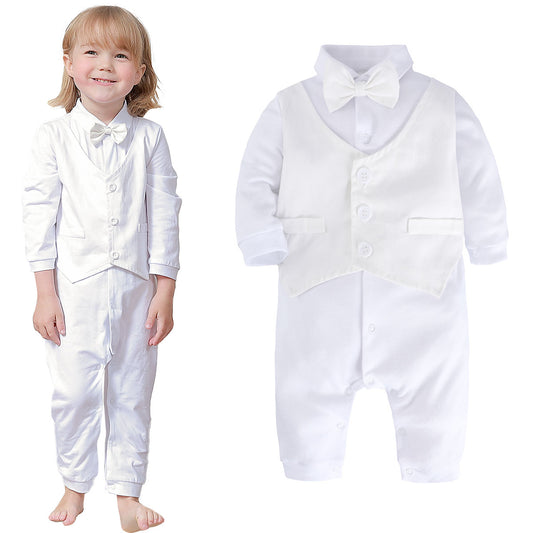 A&J DESIGN Infant Boy Baptism Outfit Christening Clothes White Romper